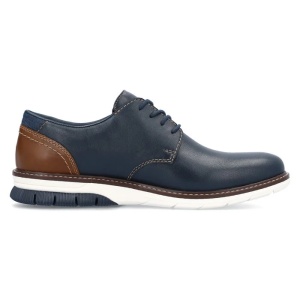 Pantofi barbati albastru inchis casual piele naturala cu talpa joasa Rieker 14416-14-Albastru-Inchis