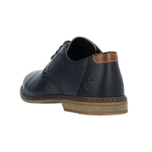 Pantofi barbati albastru inchis casual piele naturala perforati cu toc Rieker 13431-14-Albastru-Inchis