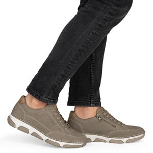 Pantofi barbati bej casual piele naturala cu talpa joasa Rieker 15900-25-Bej