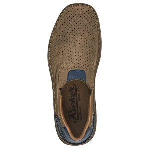 Pantofi barbati bej casual piele naturala perforati cu talpa joasa Rieker 03076-64-Bej
