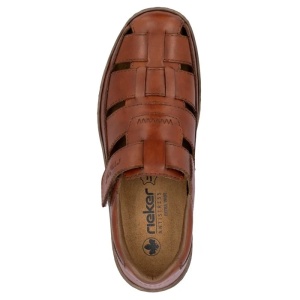 Pantofi barbati maro casual piele naturala perforati cu talpa joasa Rieker 03578-24-Maro