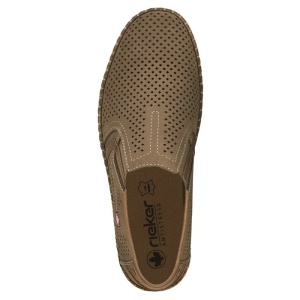 Pantofi barbati maro casual piele naturala perforati cu talpa joasa Rieker B5297-64-Maro