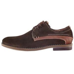Pantofi barbati, maro, eleganti, piele intoarsa, cu toc, Pieton 184-S-Maro