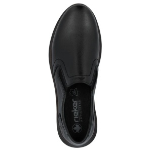 Pantofi barbati negru casual piele naturala cu talpa joasa Rieker 10450-00-Negru