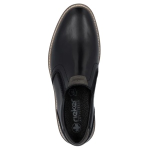 Pantofi barbati negru casual piele naturala cu toc Rieker 13557-00-Negru