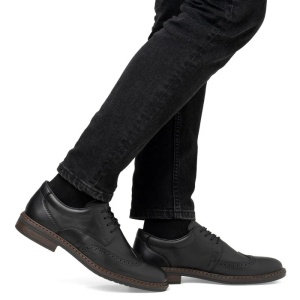 Pantofi barbati negru casual piele naturala cu toc Rieker 17620-00-Negru