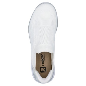 Pantofi dama alb sport textil cu talpa joasa Rieker M5072-80-Alb