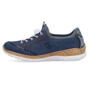 Pantofi dama, albastru, casual, piele ecologica, cu talpa joasa, Rieker N42T0-14-Albastru