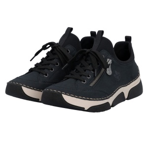 Pantofi dama albastru casual piele ecologica si textil cu talpa joasa Rieker 45973-17-Albastru