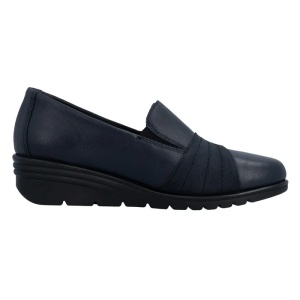 Pantofi dama albastru casual piele naturala cu platforma Rieker L5356-14-Albastru
