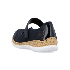 Pantofi dama albastru inchis casual piele ecologica cu talpa joasa Rieker N42B0-14-Albastru-Inchis