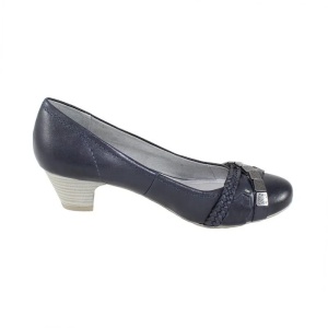 Pantofi dama albastru inchis casual piele naturala cu toc Marco Tozzi 2-22312-24-Albastru-Inchis