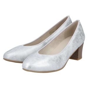 Pantofi dama argintiu casual piele ecologica cu toc Rieker 44650-90-Argintiu