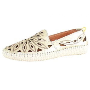 Pantofi dama auriu casual piele naturala perforati cu talpa joasa Dogati 105-Auriu