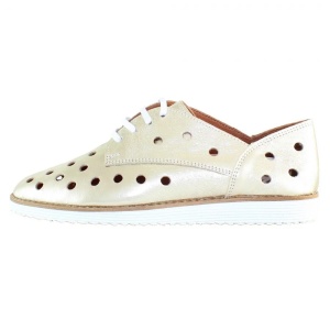 Pantofi dama, auriu, casual, piele naturala, perforati, cu talpa joasa, Dogati 1205-Auriu