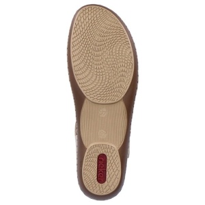 Pantofi dama bej casual piele naturala perforati cu talpa joasa Rieker 45869-60-Bej