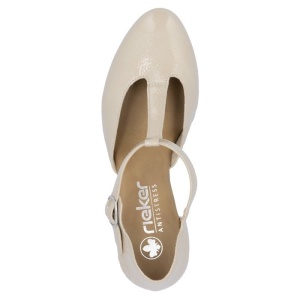 Pantofi dama bej elegant piele ecologica cu toc Rieker 41087-60-Bej