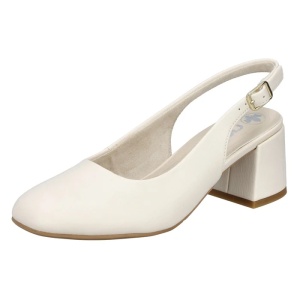 Pantofi dama bej eleganti piele ecologica cu toc Rieker 44751-61-Bej