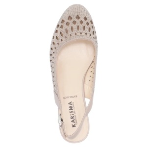 Pantofi dama bej eleganti piele intoarsa perforati cu toc Karisma JYJY40012C-03-I-Bej