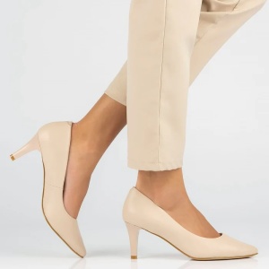 Pantofi dama bej eleganti piele naturala cu toc Filippo DP4427-23-BE-Bej