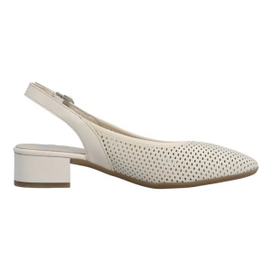 Pantofi dama bej eleganti piele naturala perforati cu toc Rieker 43458-60-Bej