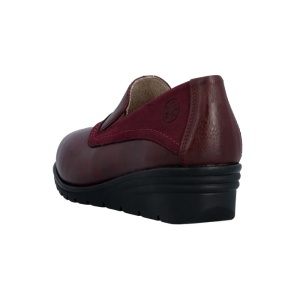 Pantofi dama bordo casual piele naturala cu platforma Rieker L5356-35-Bordo