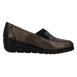 Pantofi dama bronz casual piele naturala cu platforma imprimeu leopard Rieker L5351-90-Bronz