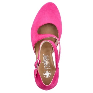 Pantofi dama fuchsia elegant textil cu toc Rieker 41080-31-Fuchsia