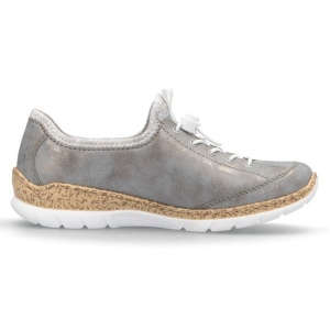 Pantofi dama gri casual piele ecologica cu talpa joasa Rieker N4263-40-Gri