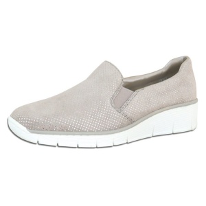 Pantofi dama gri casual piele intoarsa cu talpa joasa Rieker 53766-41-Gri