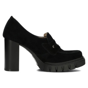 Pantofi dama negru casual piele intoarsa cu toc Filippo DP4671-24-BK-Negru