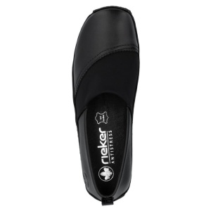 Pantofi dama negru casual piele naturala cu talpa joasa Rieker L1790-00-Negru