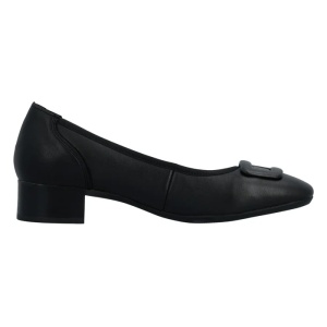 Pantofi dama negru casual piele naturala cu toc Rieker 43453-00-Negru