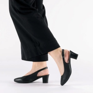 Pantofi dama negru casual piele naturala cu toc Rieker 44651-00-Negru