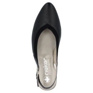 Pantofi dama negru casual piele naturala cu toc Rieker 47063-00-Negru