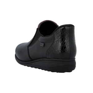 Pantofi dama negru casual piele naturala impermeabili cu talpa joasa Rieker 47253-00-Negru