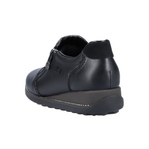 Pantofi dama negru casual piele naturala impermeabili cu talpa joasa Rieker 44265-00-Negru