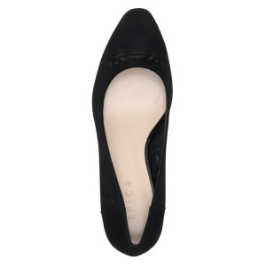 Pantofi dama negru eleganti piele intoarsa perforati cu toc Epica JIXQ675-X786-P8563BT-01-I-Negru