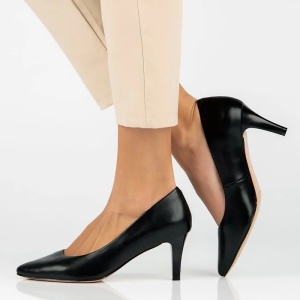Pantofi dama negru eleganti piele naturala cu toc Filippo DP4427-23-BK-Negru