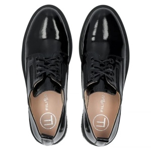 Pantofi dama negru eleganti piele naturala lacuita cu toc Filippo DP6189-24-BK-L-Negru