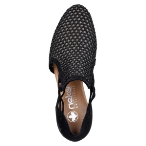 Pantofi dama negru eleganti textil cu toc Rieker 41052-00-Negru