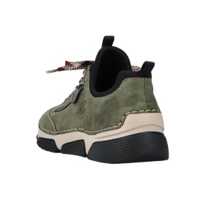Pantofi dama verde casual piele ecologica cu talpa joasa Rieker 45973-54-Verde