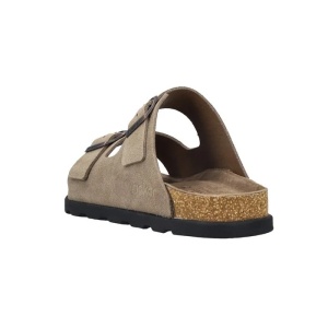 Papuci barbati bej casual piele intoarsa cu talpa groasa Rieker 21190-27-Bej
