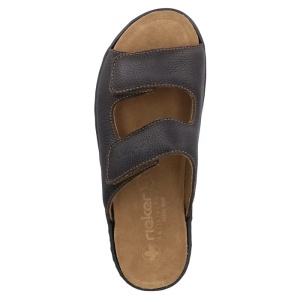 Papuci barbati maro casual piele naturala cu talpa joasa Rieker 20390-24-Maro