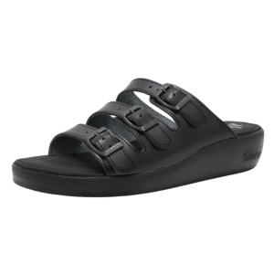 Papuci dama negru casual ortopedici medicinali piele naturala cu platforma Batz 3BCS-Negru