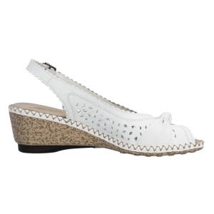 Sandale dama alb casual piele naturala perforate cu platforma Rieker 66176-81-Alb