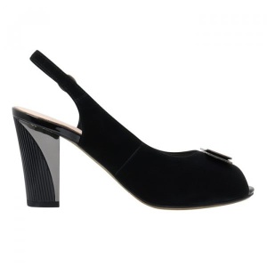Sandale dama negru elegante din piele intoarsa si piele naturala cu toc Epica JICL020-MX854-P8563T-01-I-Negru