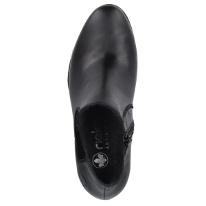 Botine dama negru casual piele naturala cu toc Rieker 50194-00-Negru