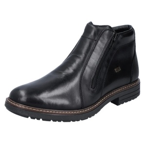 Cizme barbati negru casual piele naturala impermeabile imblanite scurte cu toc Rieker 33160-00-Negru