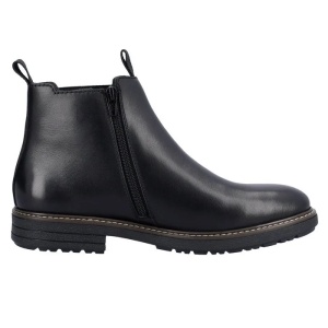 Cizme barbati negru elegante piele naturala scurte cu toc Rieker 33180-00-Negru